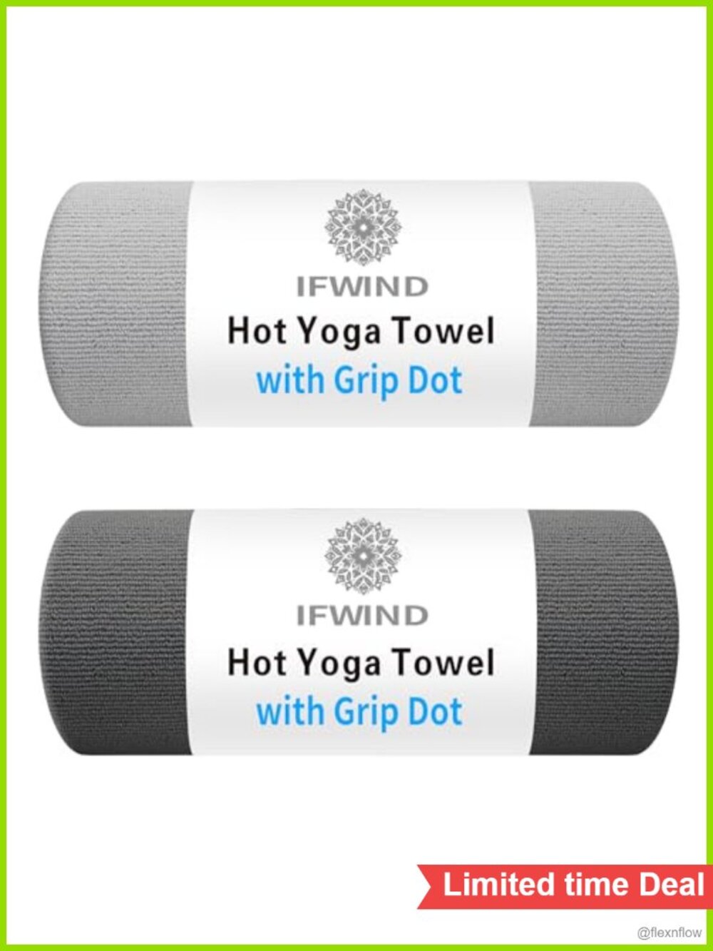 2 Pack Yoga Mat Towels with Grip Dot, Anti-Slip Hot Yoga Towel, Microfiber